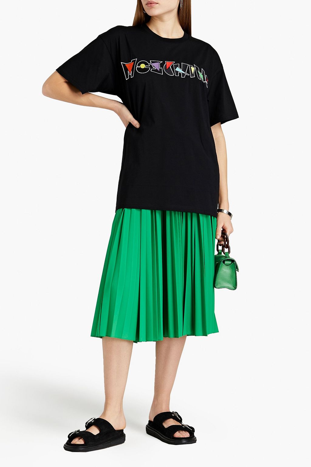 MOSCHINO Oversized embroidered cotton-jersey T-shirt