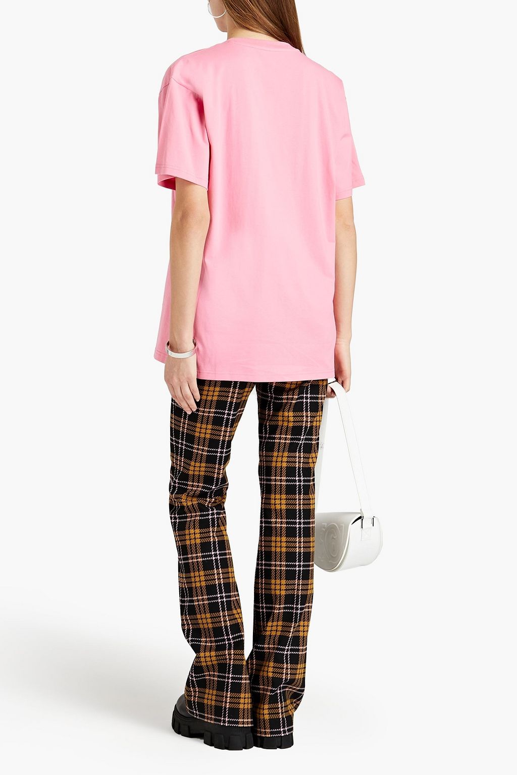 MOSCHINO Oversized embroidered cotton-jersey T-shirt