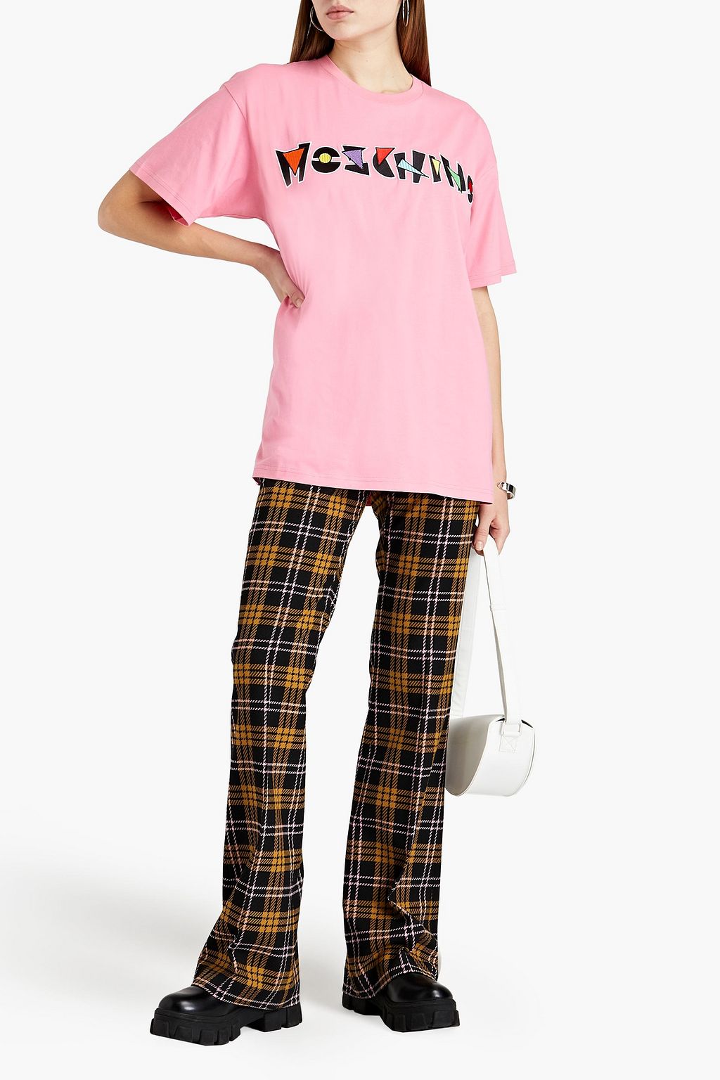 MOSCHINO Oversized embroidered cotton-jersey T-shirt