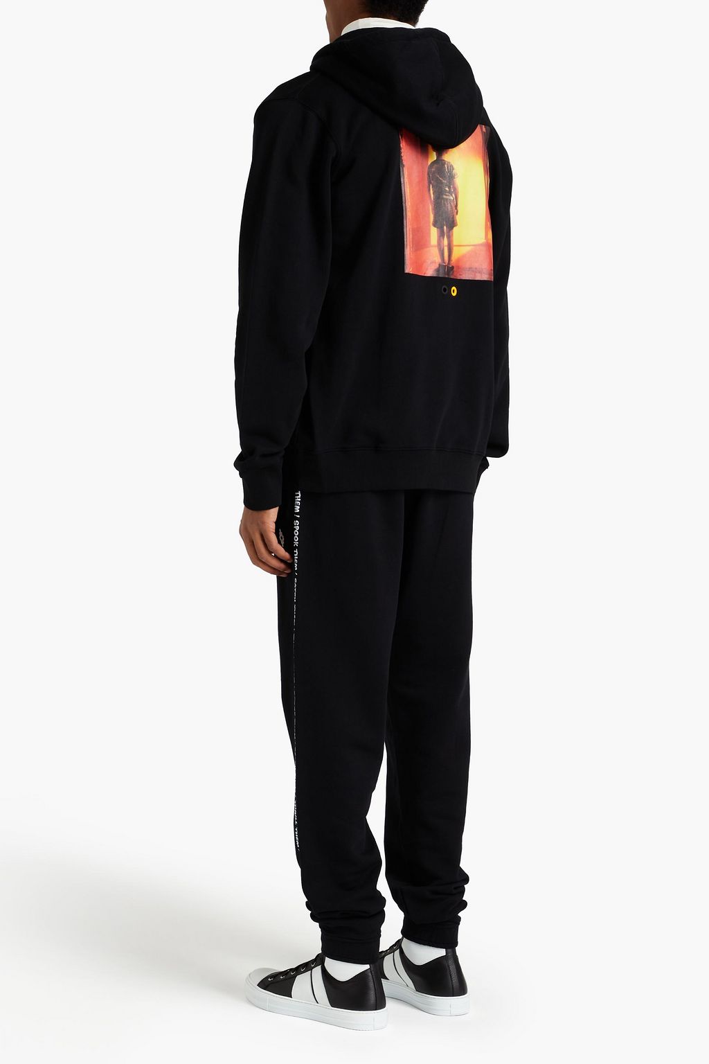 MARCELO BURLON Embroidered printed French cotton-terry hoodie