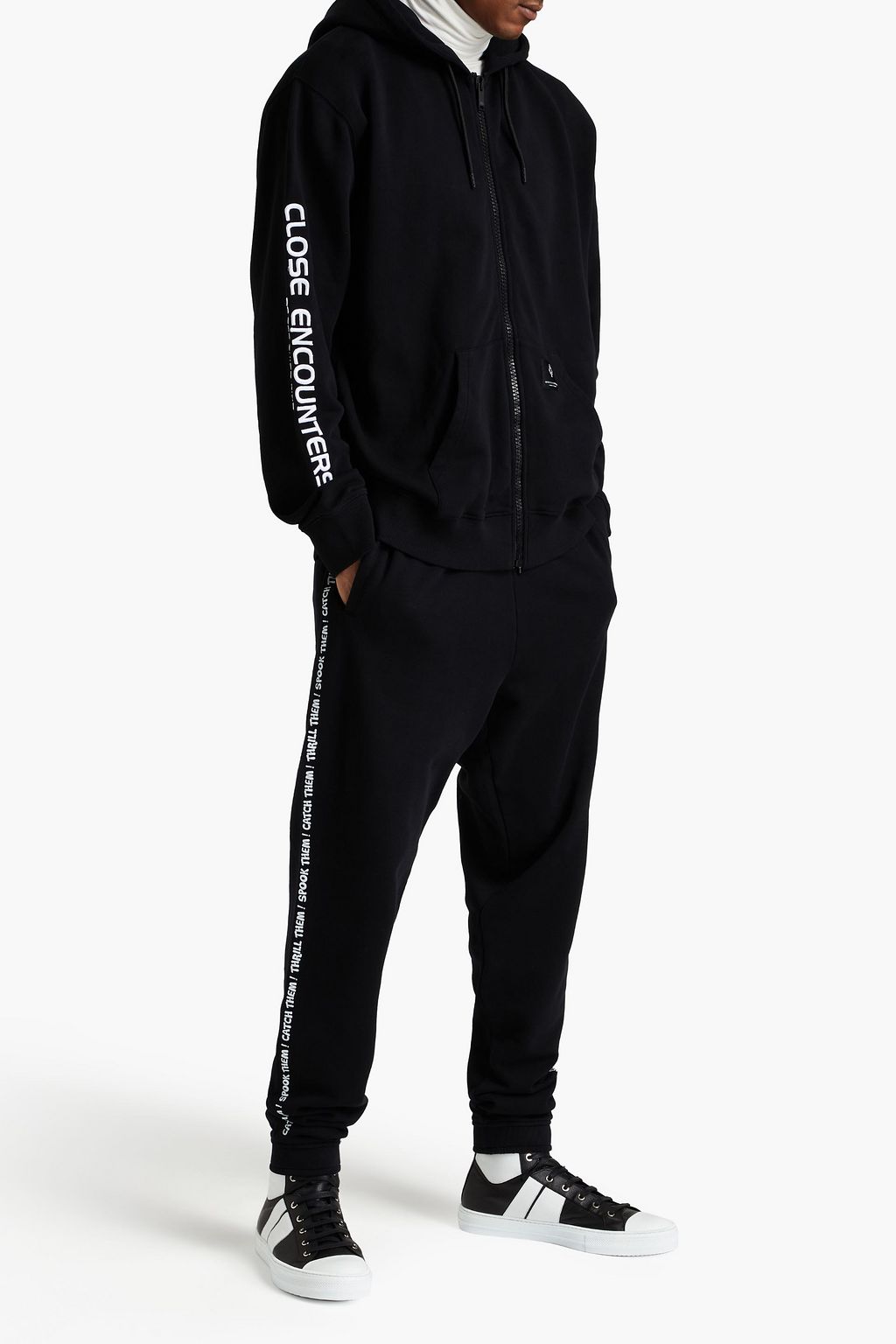 MARCELO BURLON Embroidered printed French cotton-terry hoodie