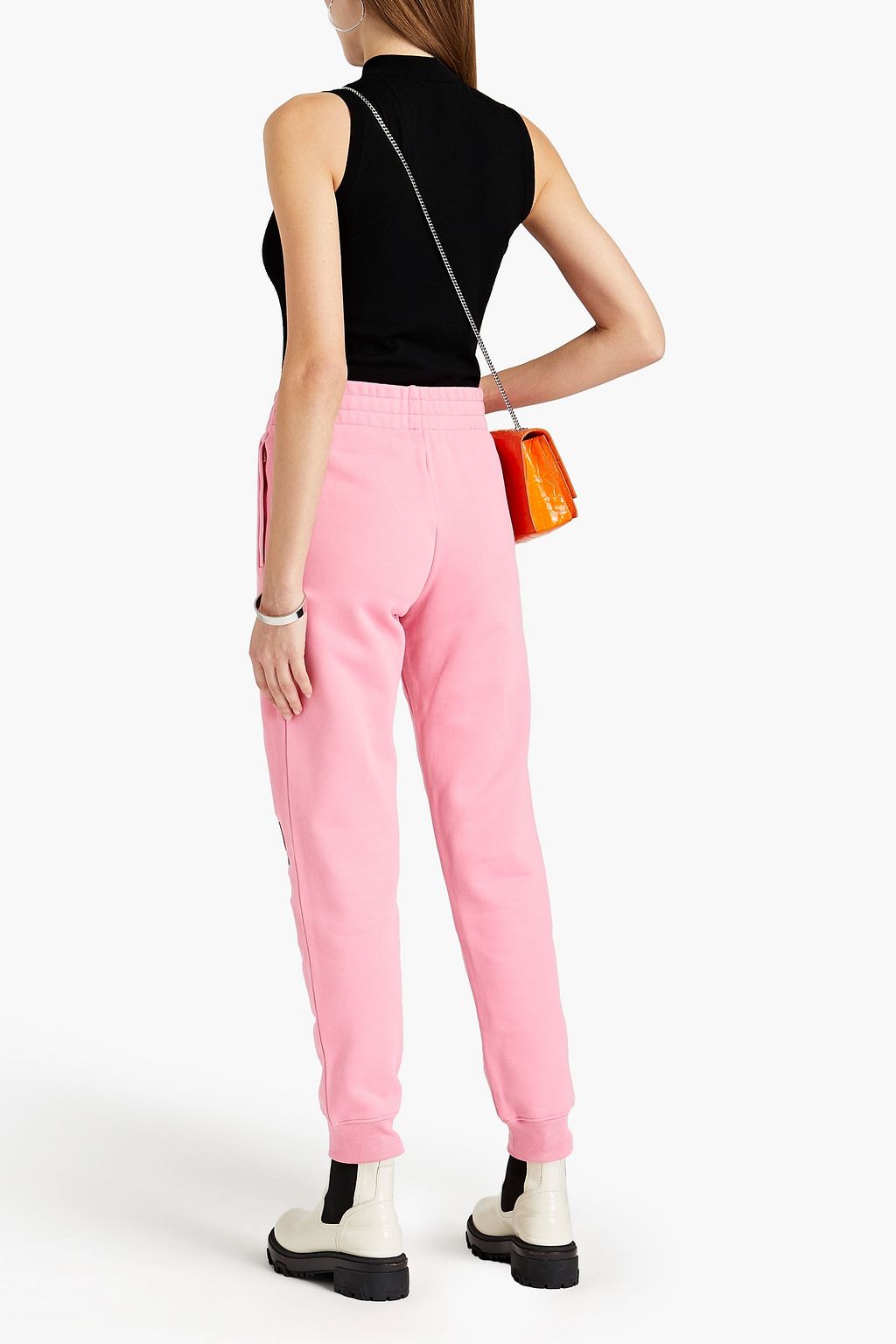 MOSCHINO Embroidered French cotton-terry track pants