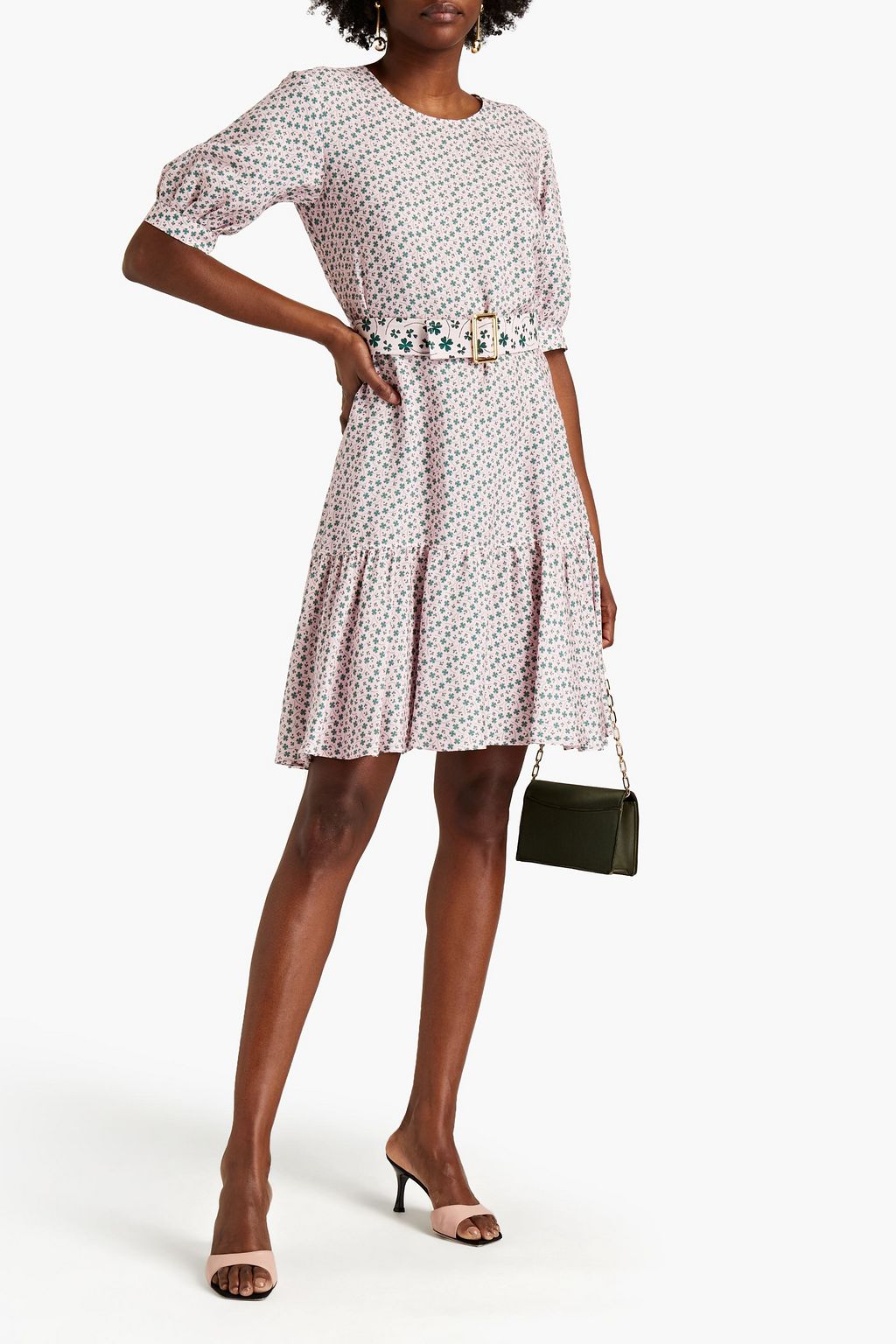 BOUTIQUE MOSCHINO Belted printed jacquard dress