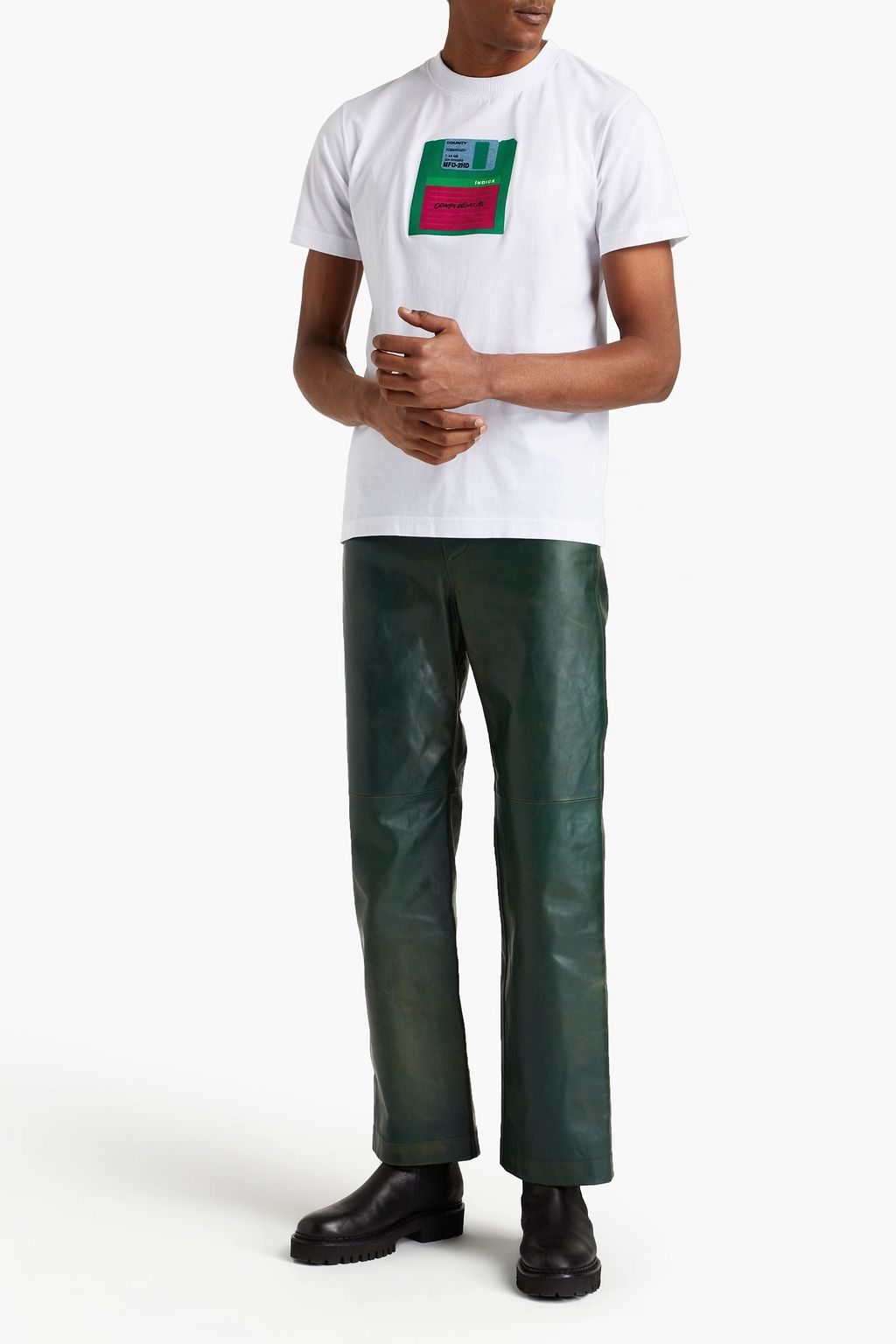 MARCELO BURLON Appliquéd printed cotton-jersey T-shirt