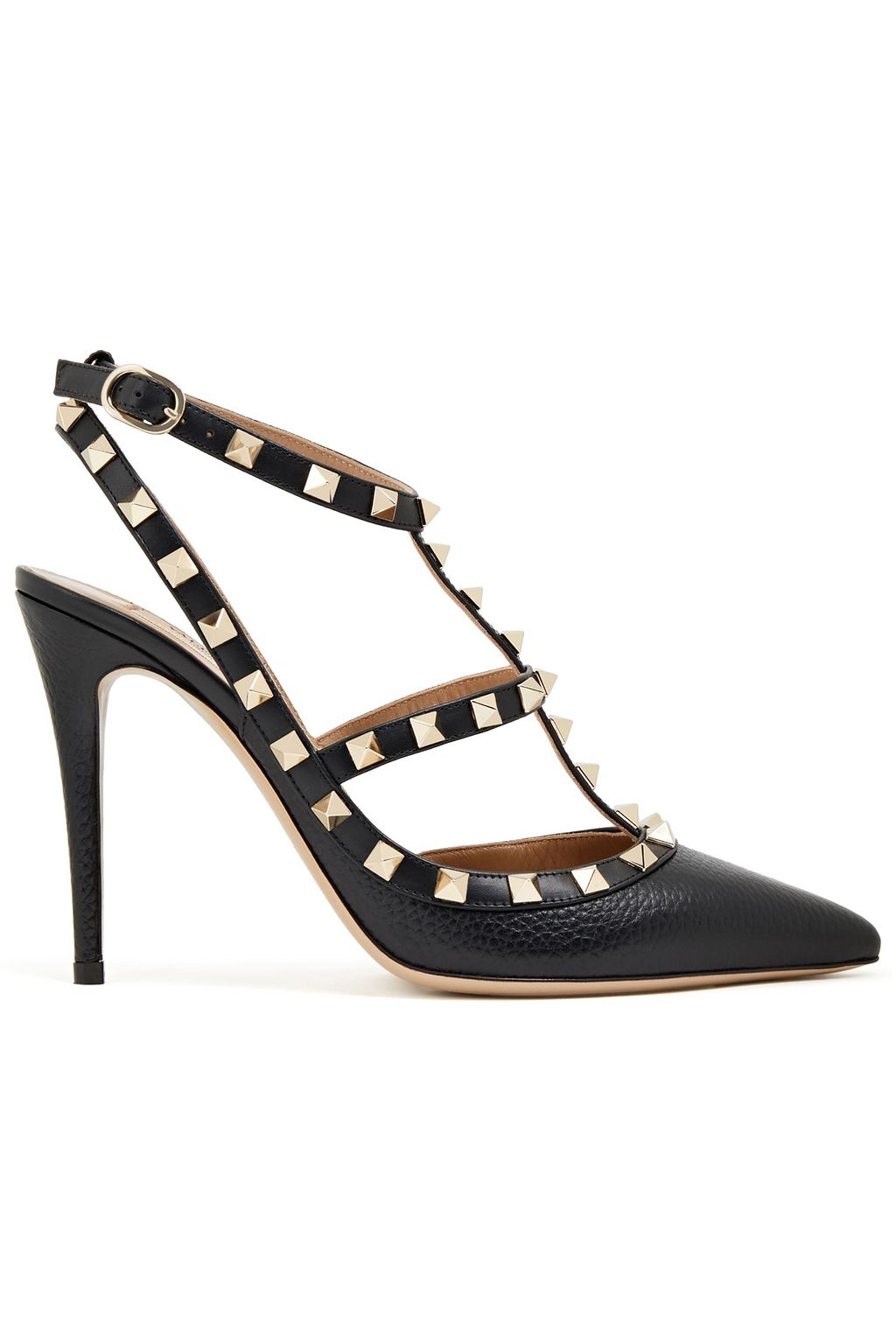 VALENTINO GARAVANI Rockstud pebbled-leather pumps | THE OUTNET