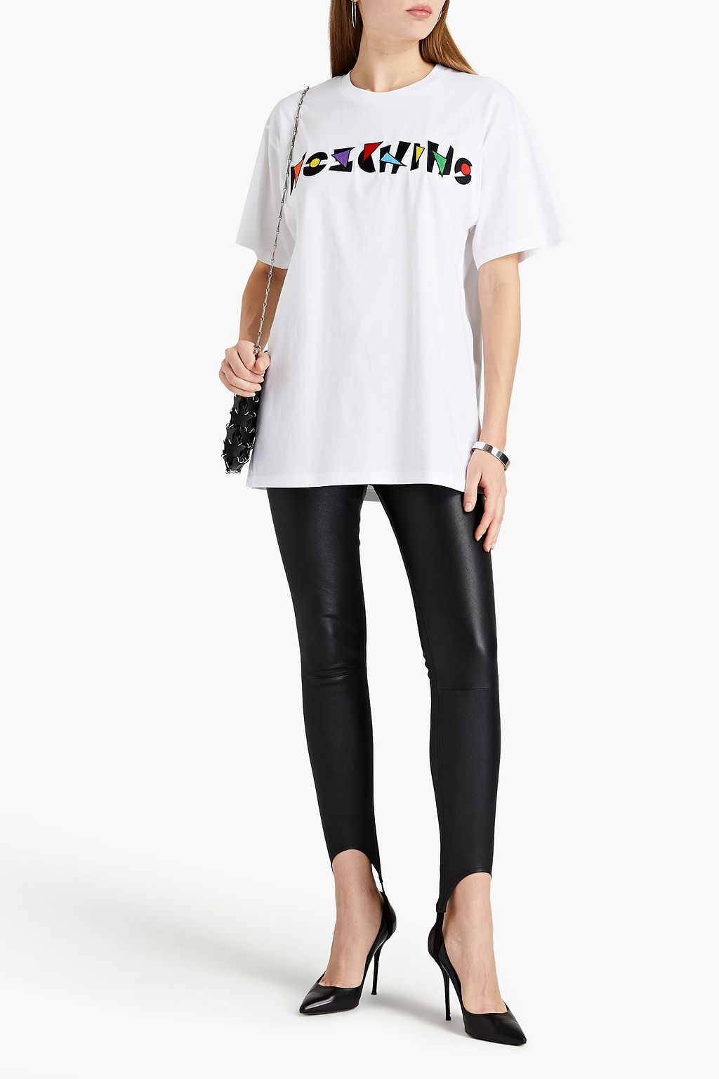 MOSCHINO Oversized embroidered cotton-jersey T-shirt