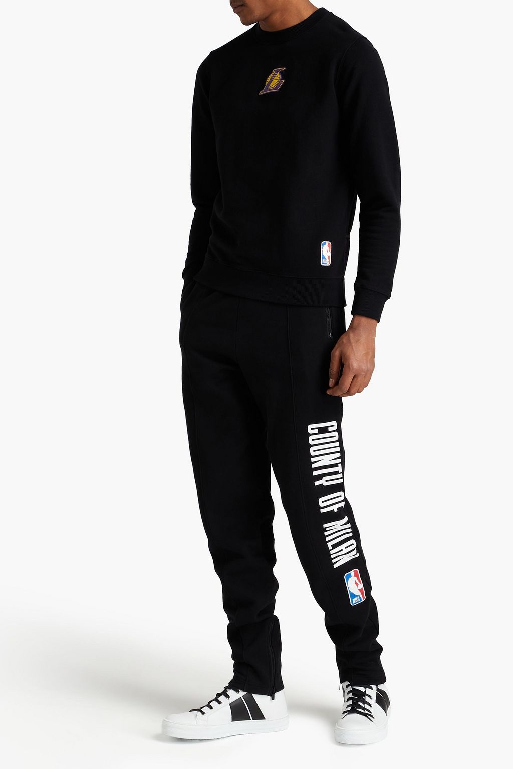 MARCELO BURLON Printed cotton-fleece sweatpants