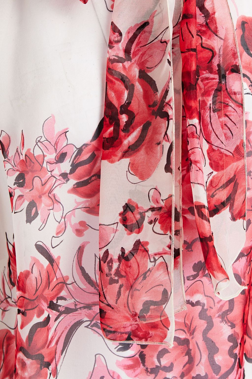 ALBERTA FERRETTI Pussy-bow floral-print silk-voile blouse