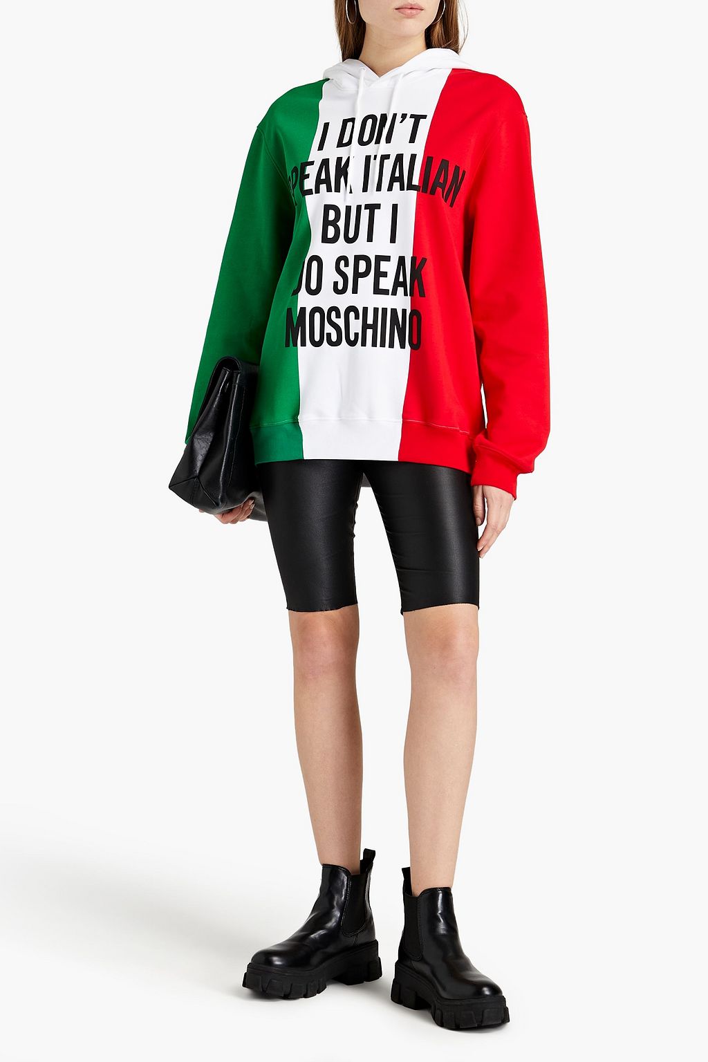 MOSCHINO Printed French cotton-terry hoodie