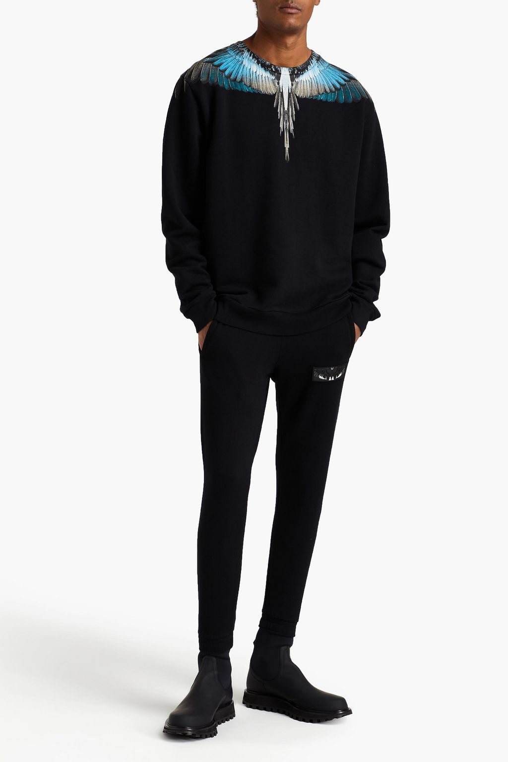 MARCELO BURLON Appliquéd French cotton-terry sweatpants
