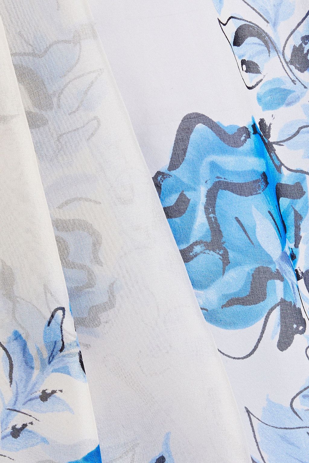 ALBERTA FERRETTI Pussy-bow floral-print silk-voile blouse