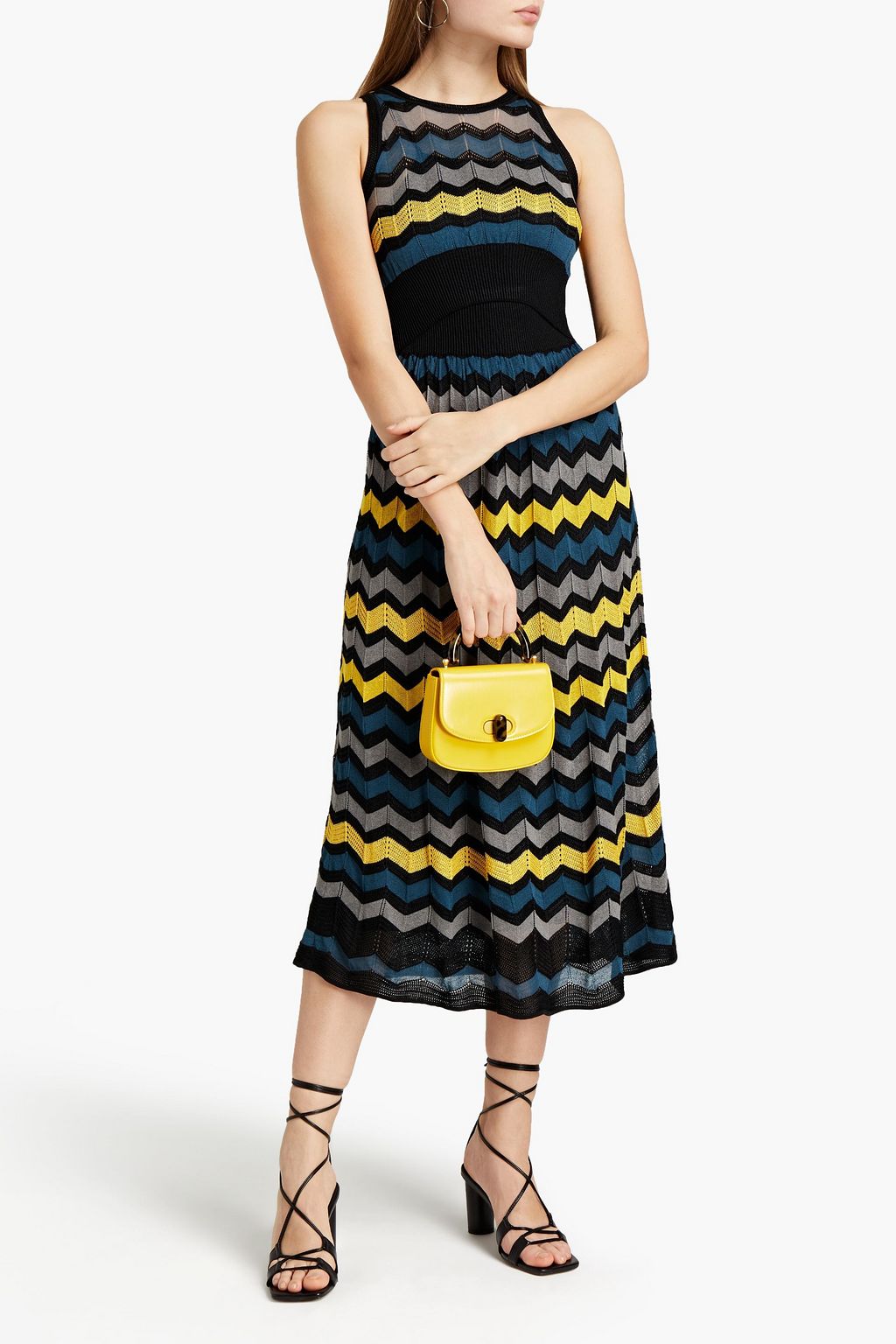 M MISSONI Striped crochet-knit midi dress