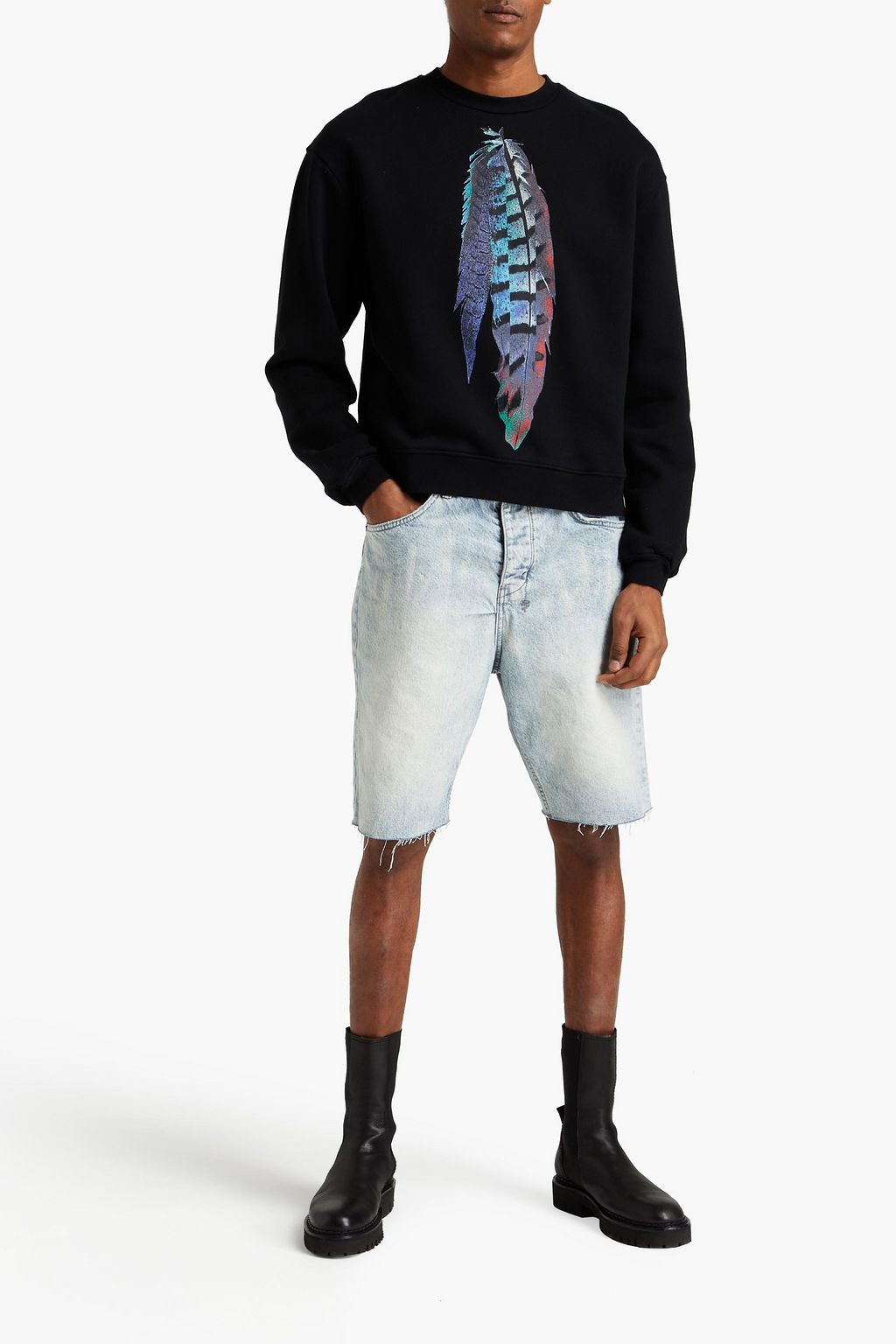 MARCELO BURLON Printed French cotton-terry sweatshirt
