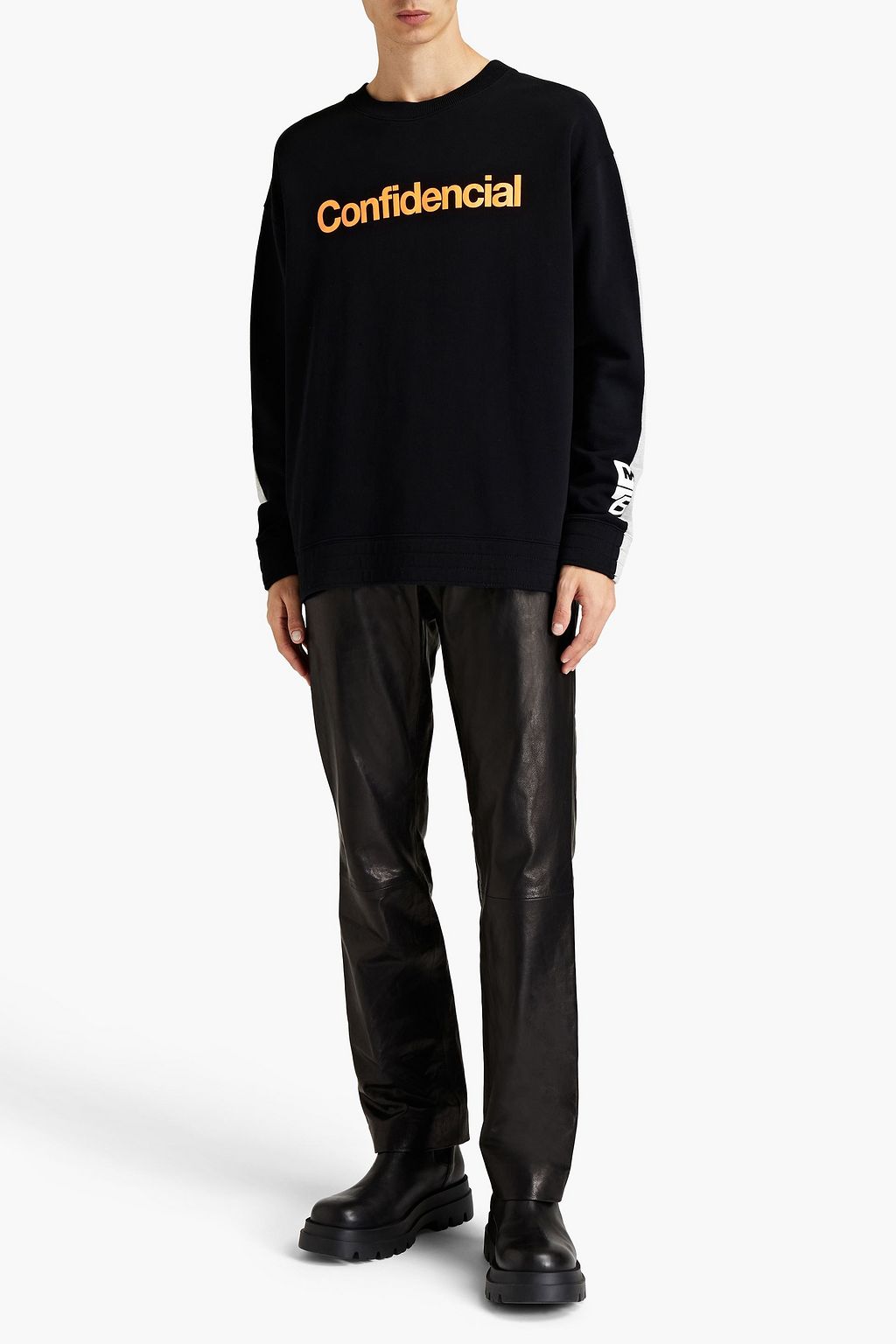 MARCELO BURLON Paneled printed French cotton-terry sweatshirt