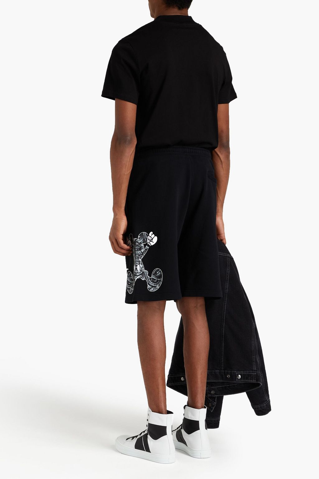 MARCELO BURLON Embroidered printed French cotton-terry shorts