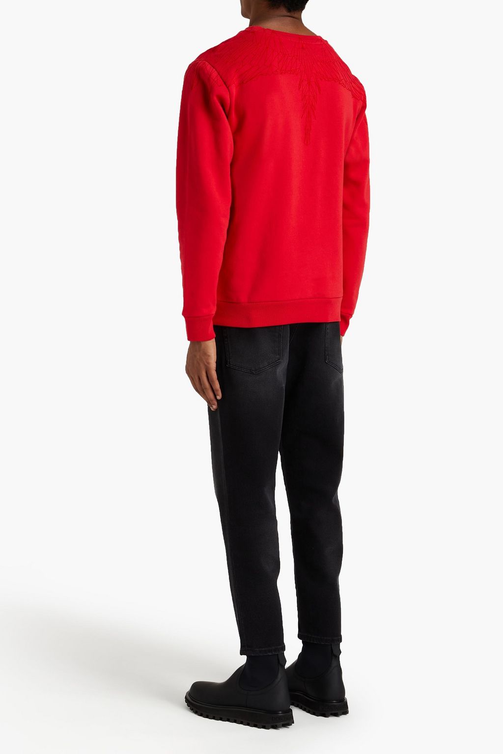 MARCELO BURLON Glittered flocked cotton-fleece sweatshirt