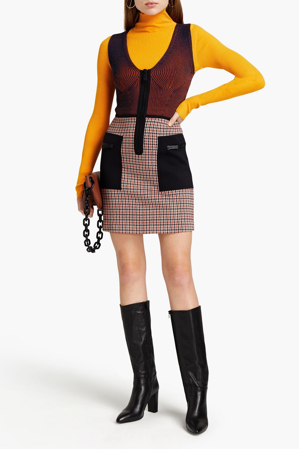 M MISSONI Scuba-trimmed jacquard-knit mini dress