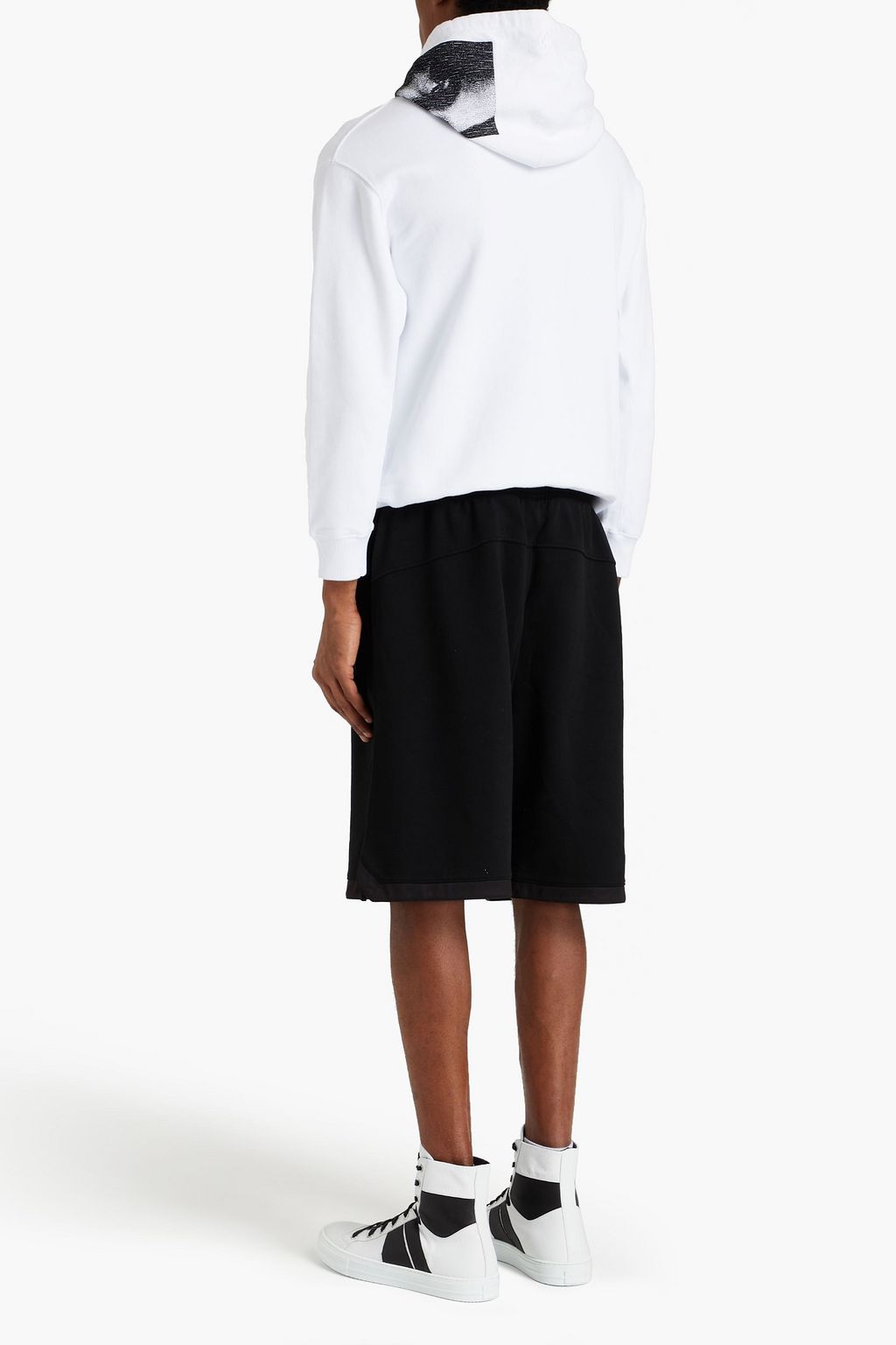 MARCELO BURLON Embroidered mesh-trimmed French cotton-terry shorts