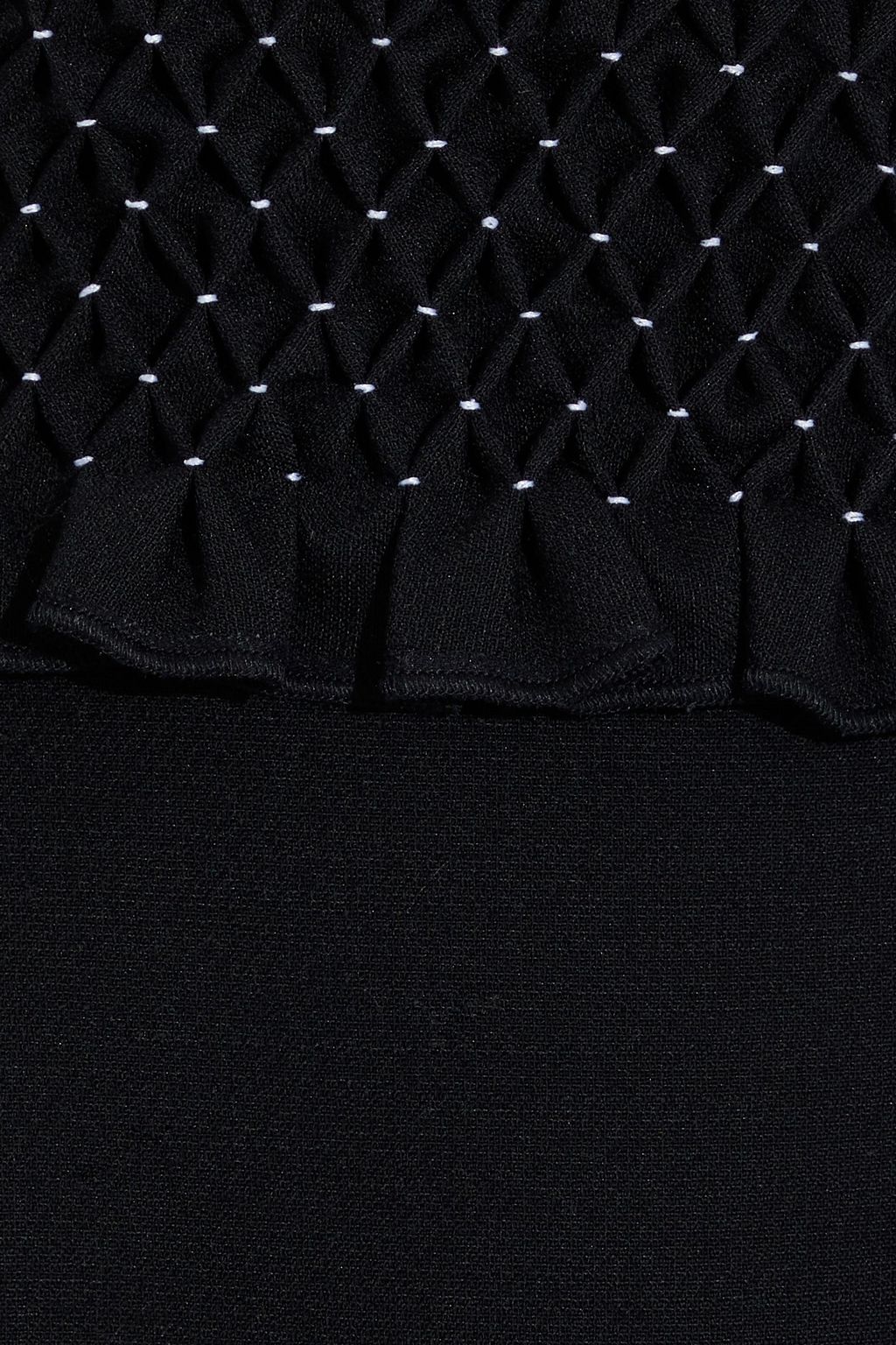 VALENTINO GARAVANI Smocked wool and silk-blend crepe midi skirt