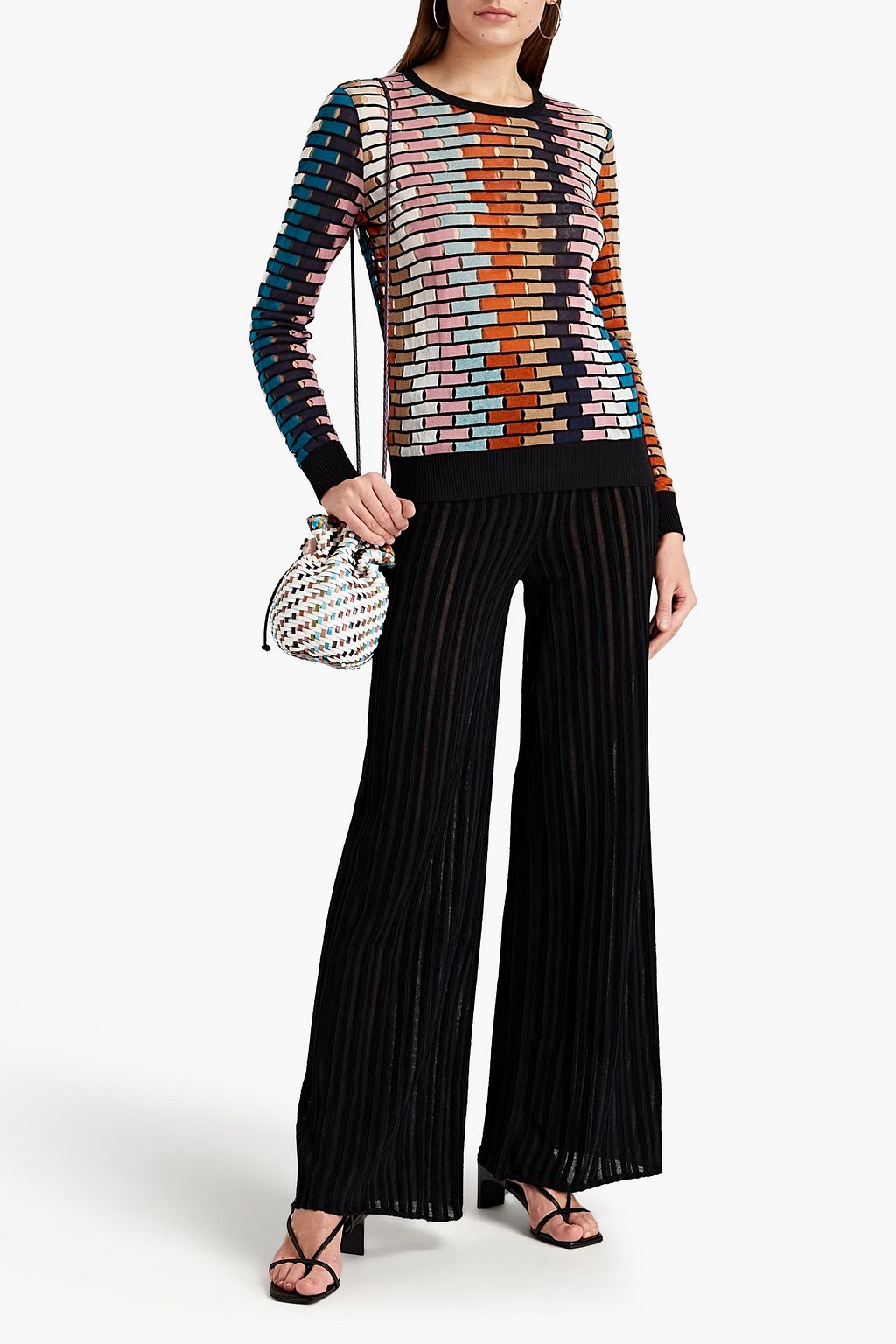 M MISSONI Cutout crochet-knit cotton-blend sweater