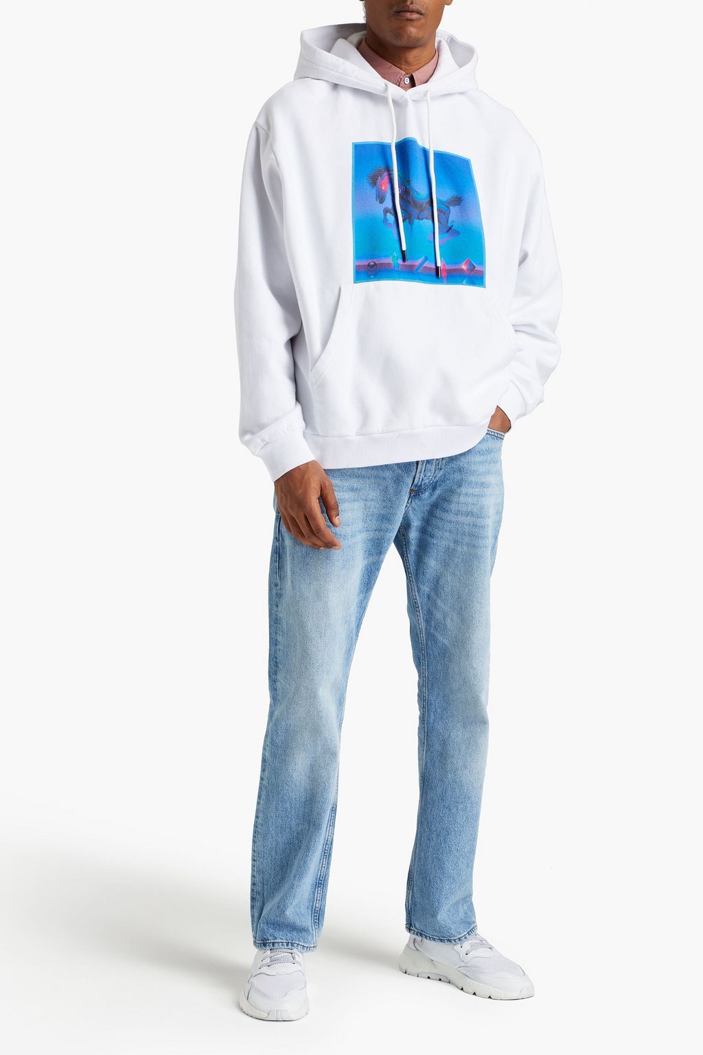 MARCELO BURLON Printed cotton-fleece hoodie