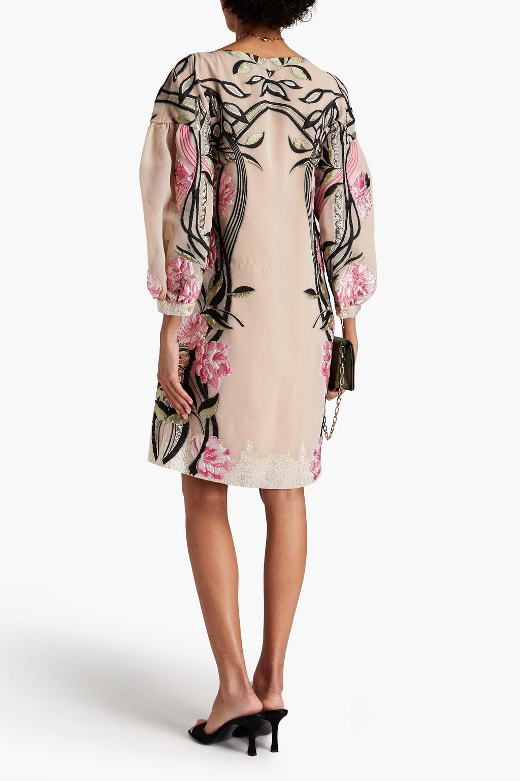 ALBERTA FERRETTI Gathered metallic fil coupé mini dress
