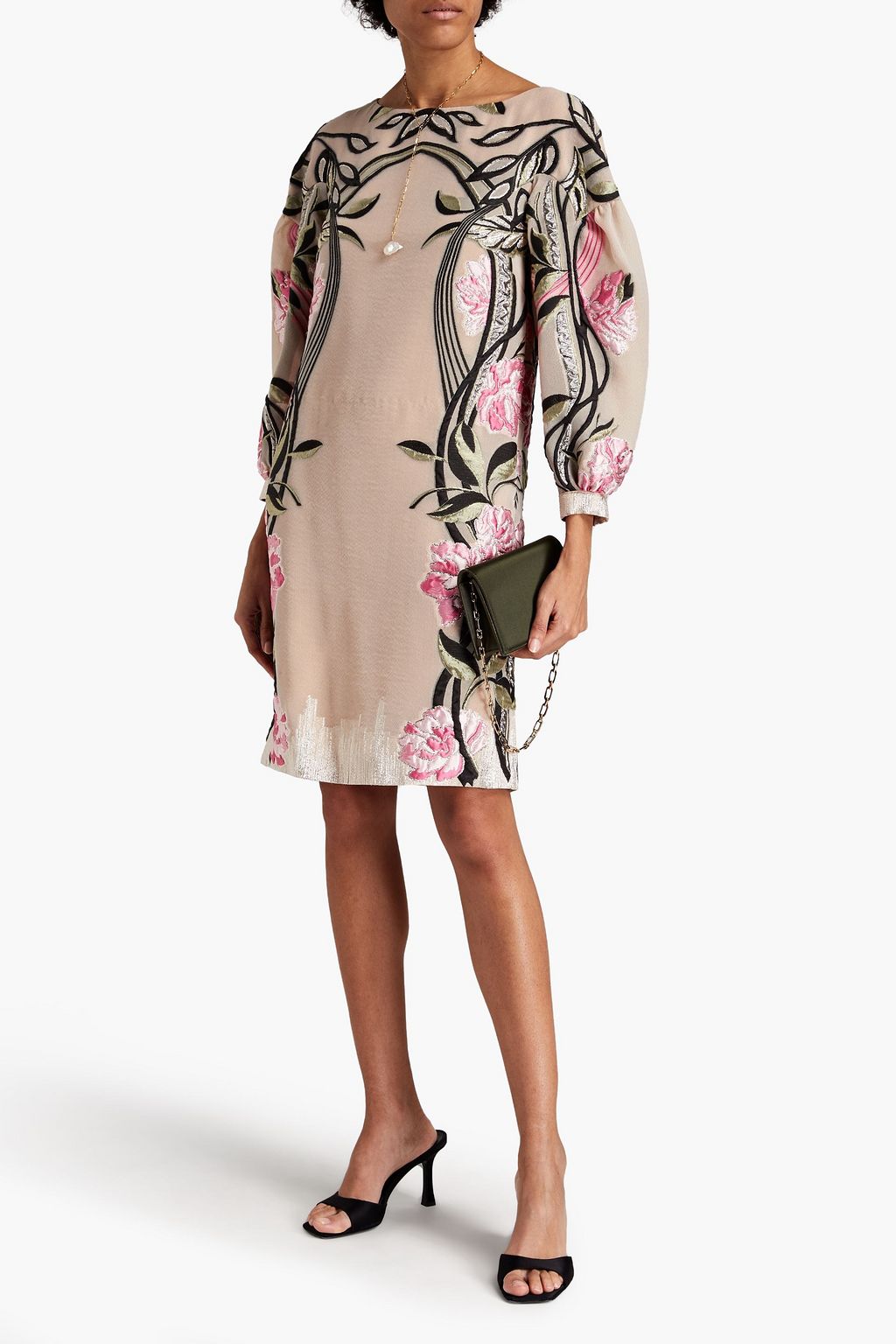 ALBERTA FERRETTI Gathered metallic fil coupé mini dress