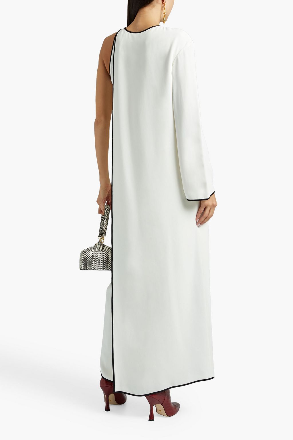 VALENTINO GARAVANI One-sleeve layered silk-crepe maxi dress