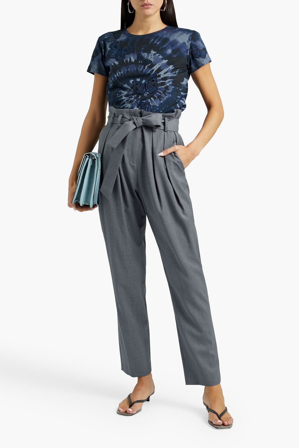 VALENTINO GARAVANI Appliquéd tie-dyed cotton-jersey T-shirt