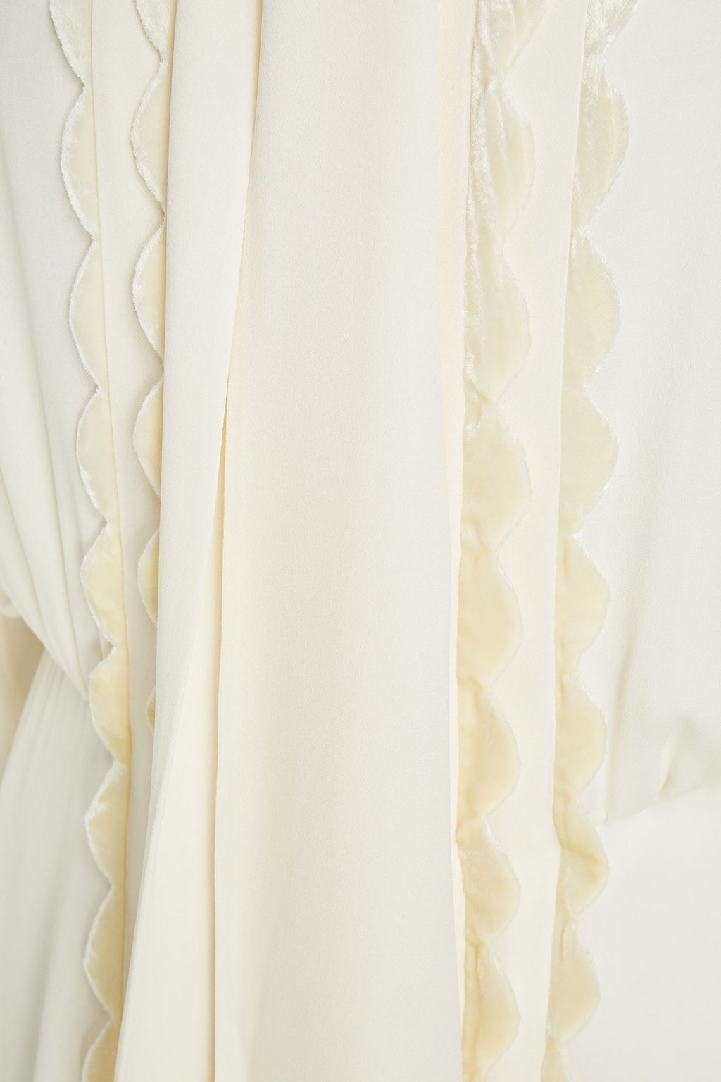 VALENTINO GARAVANI Pussy-bow scalloped silk-crepe midi dress