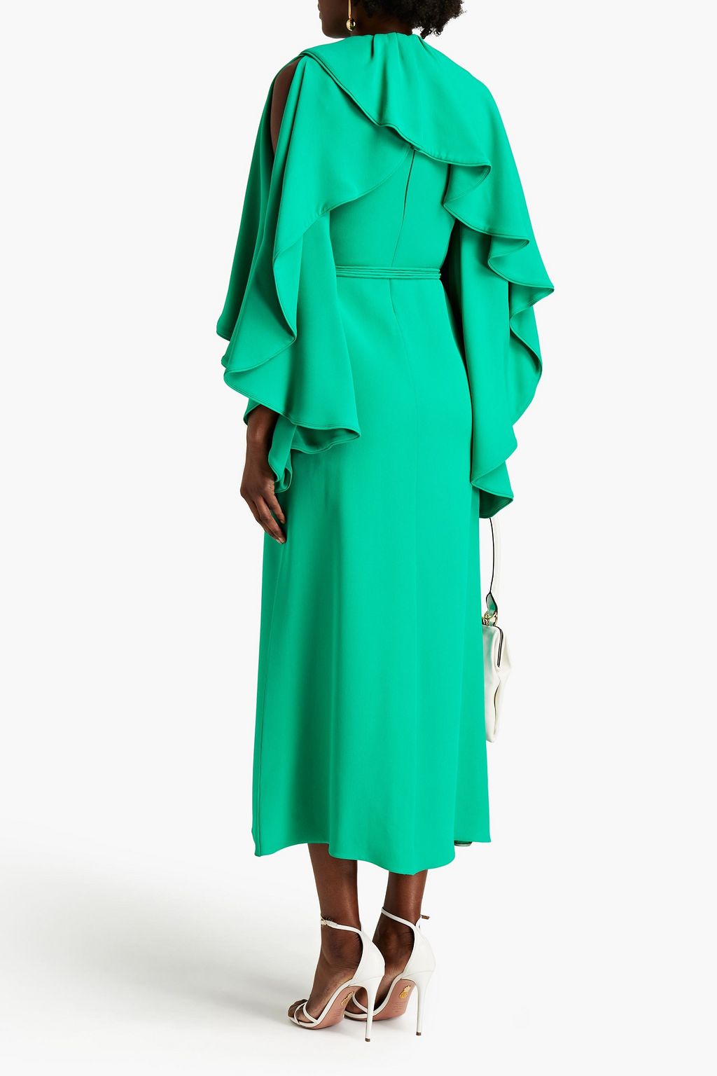 VALENTINO GARAVANI Cold-shoulder draped silk-crepe midi dress