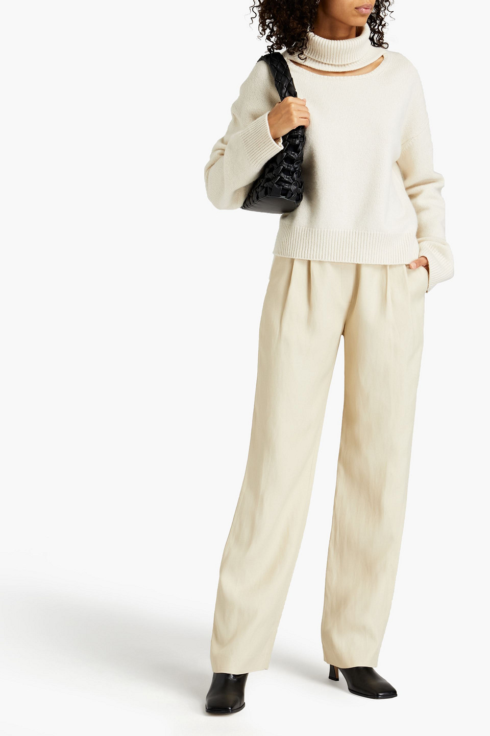 Loulou Studio Takaroa Gathered Twill Straight-leg Pants In Beige