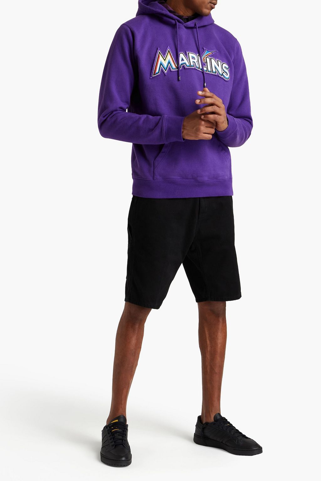 MARCELO BURLON Appliquéd cotton-fleece hoodie