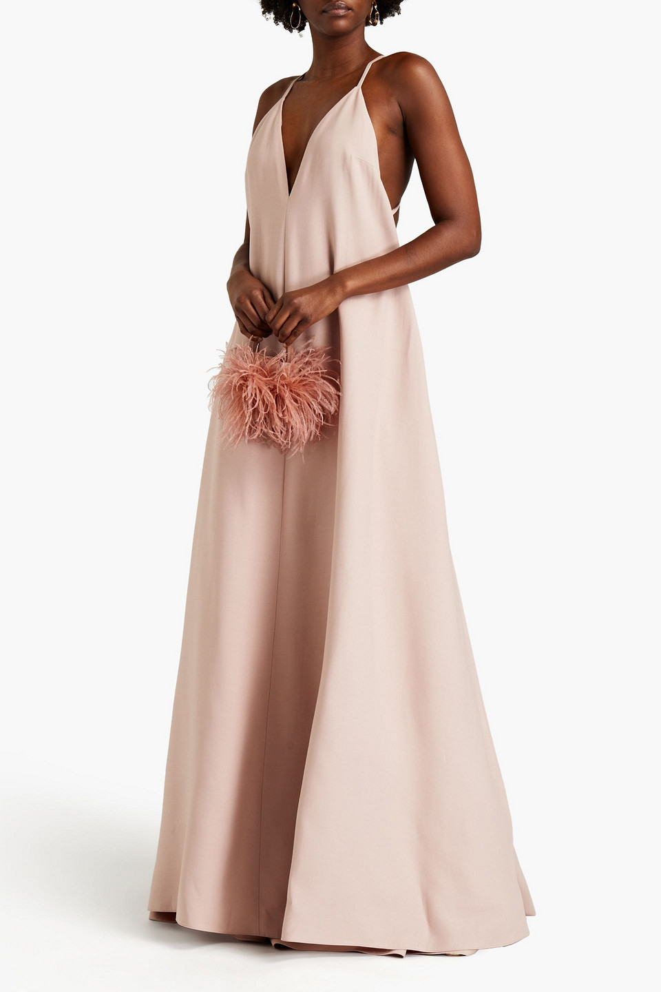 Valentino Wool And Silk-blend Crepe Gown In Neutrals