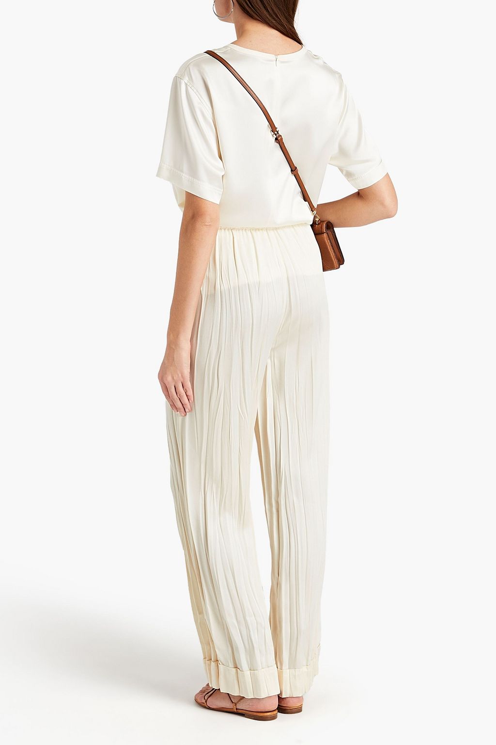 MICHAEL KORS COLLECTION Crinkled satin-crepe straight-leg pants