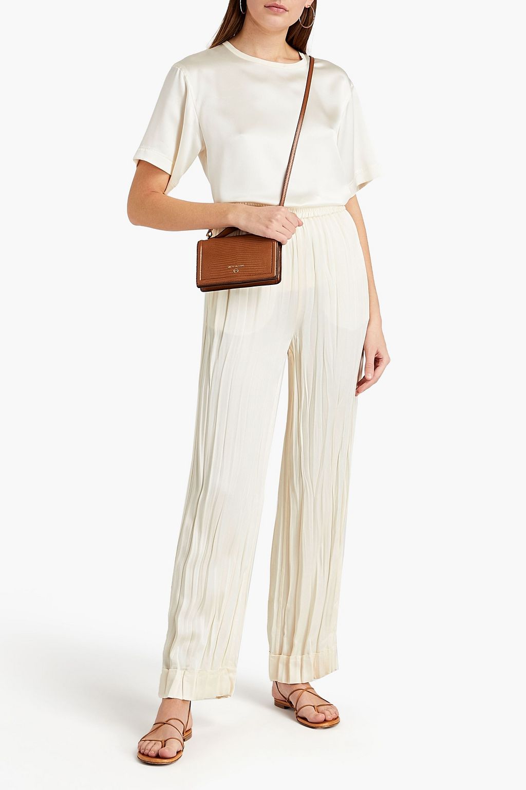 MICHAEL KORS COLLECTION Crinkled satin-crepe straight-leg pants