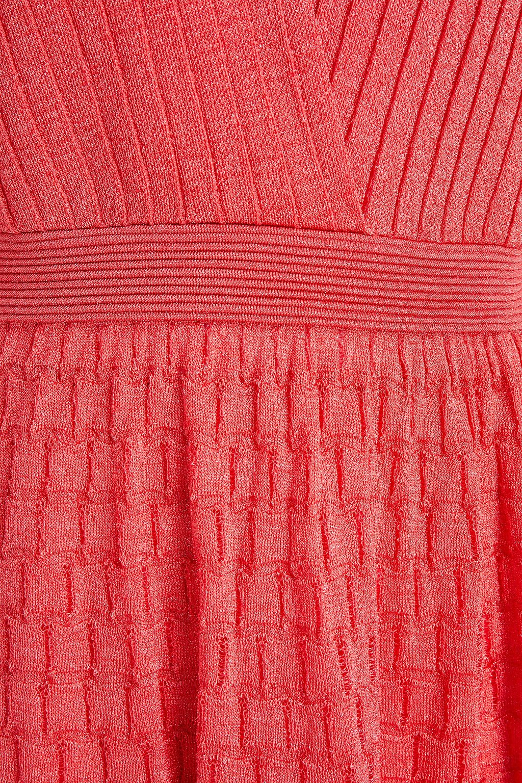 M MISSONI Pleated metallic crochet-knit midi dress
