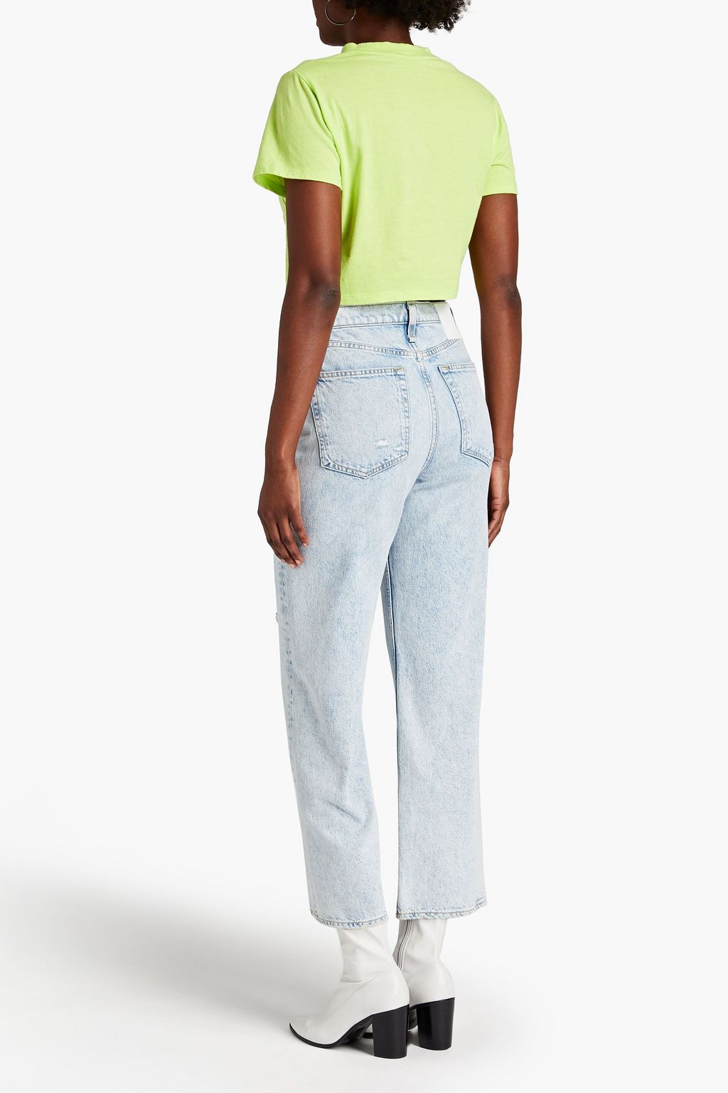 ALICE + OLIVIA Preston cropped neon cotton-jersey T-shirt
