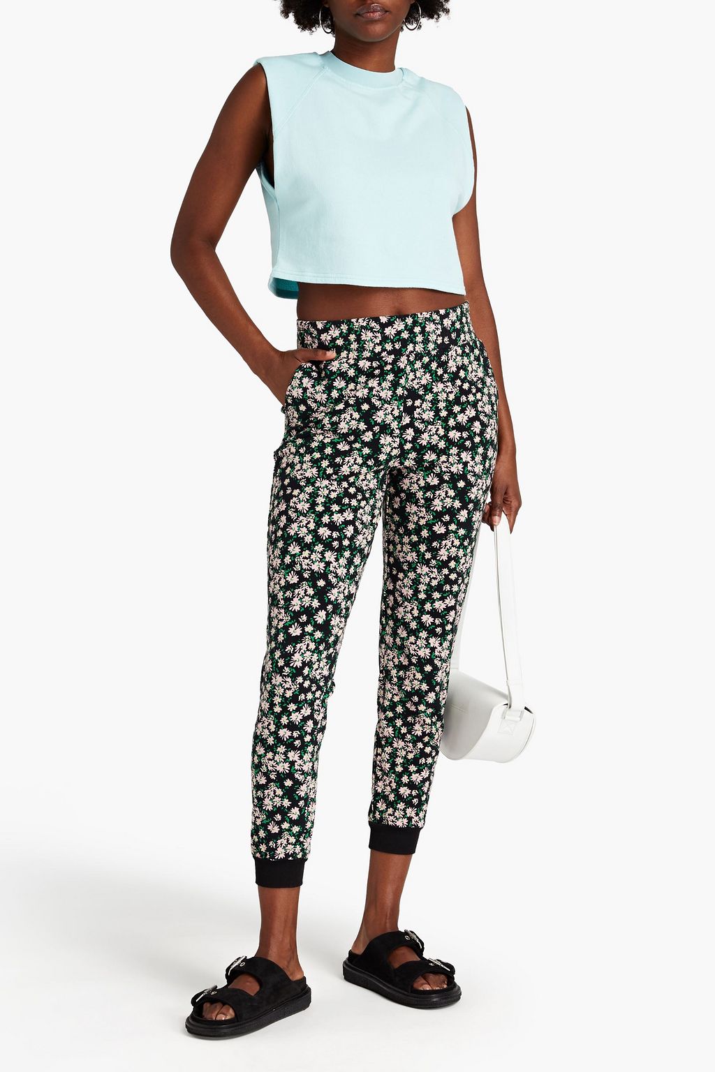ALICE + OLIVIA Braxton cropped French cotton-terry top