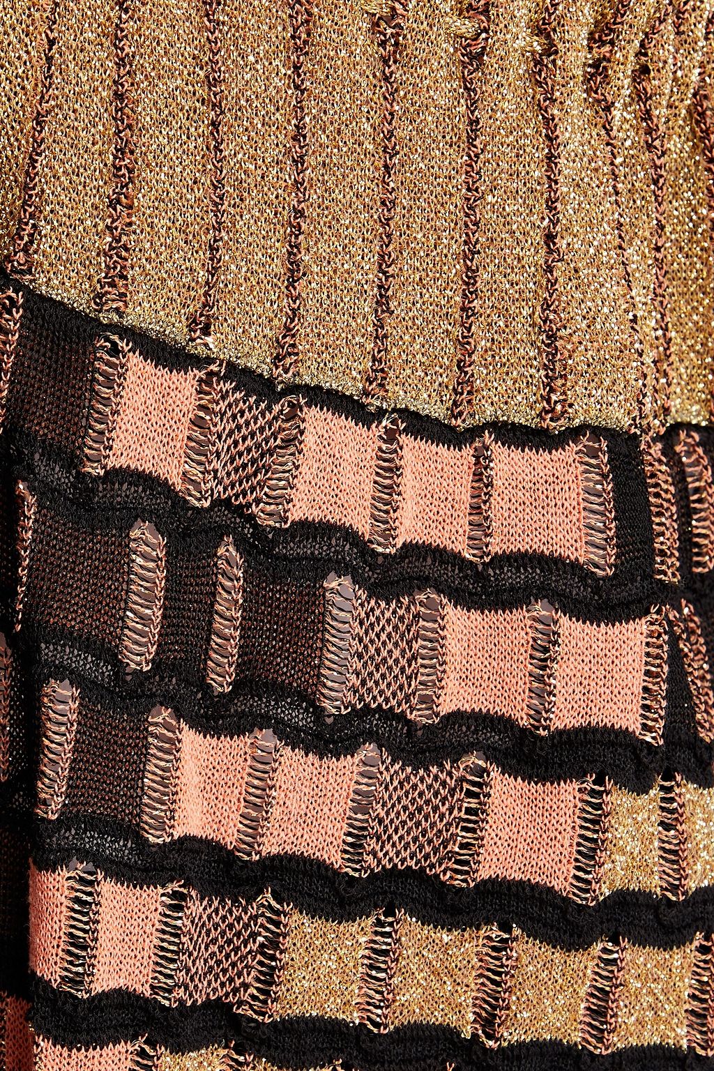 M MISSONI Pleated metallic crochet-knit dress