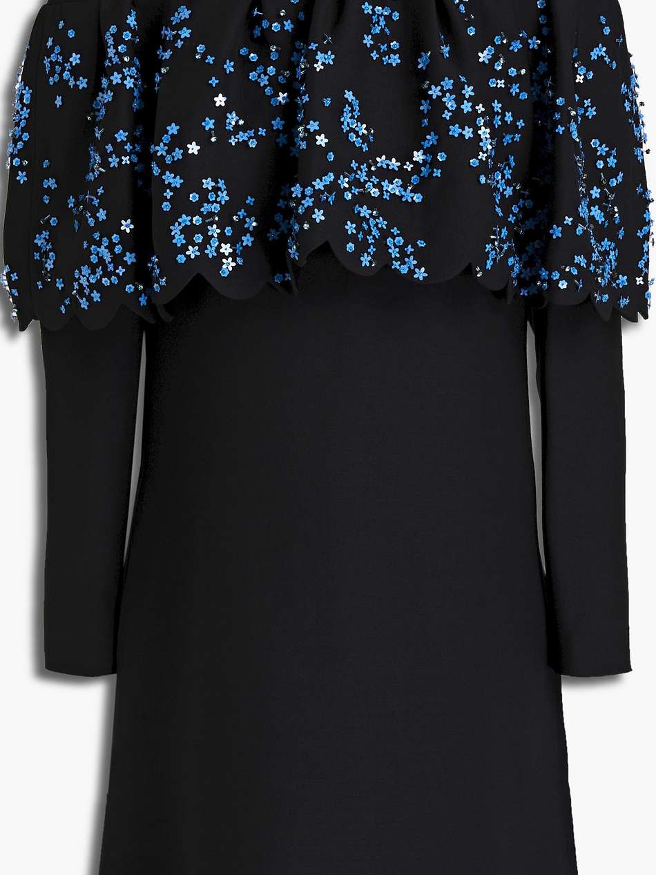 embellished wool and silk-blend crepe mini dress