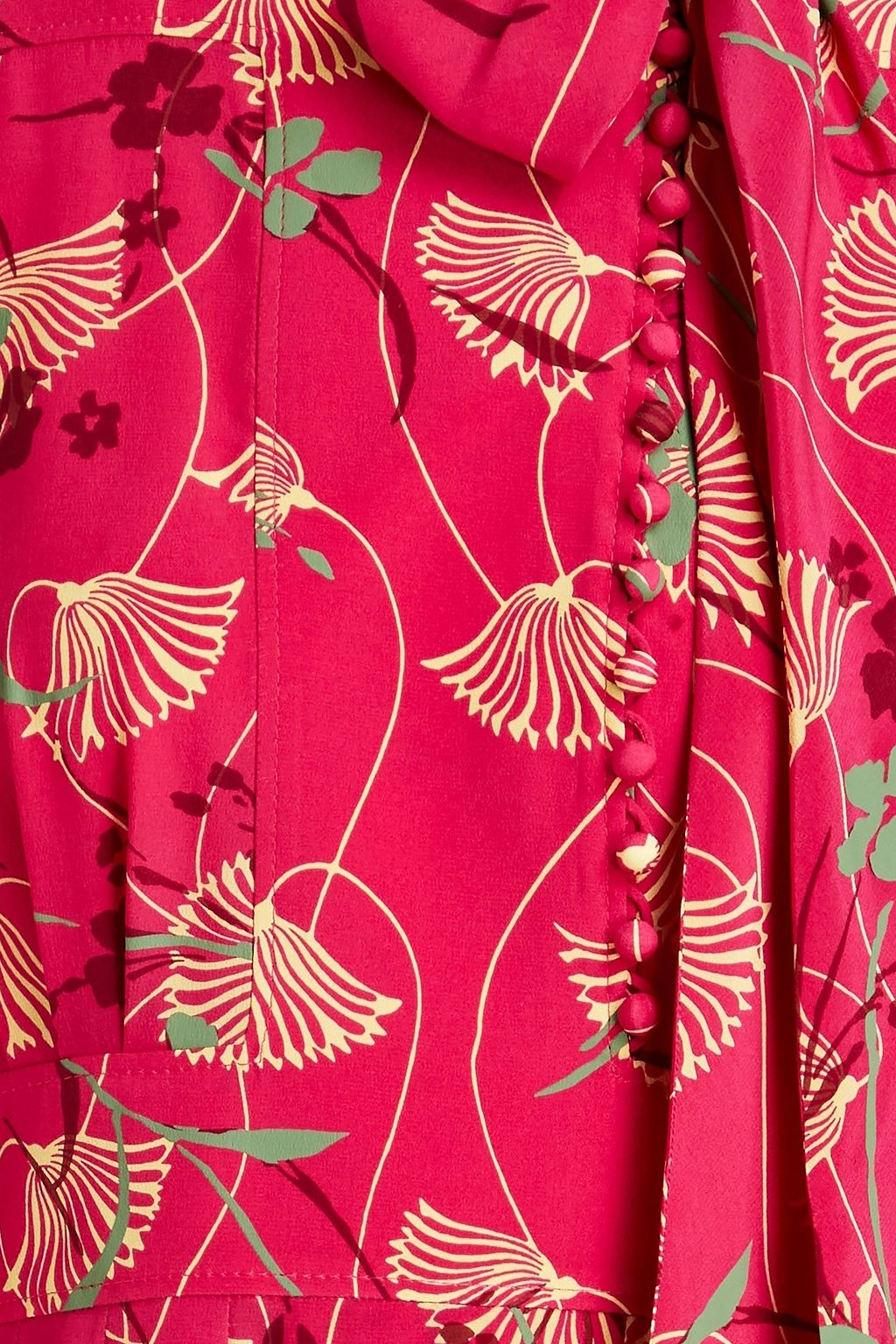 VALENTINO GARAVANI Pleated floral-print silk-crepe dress