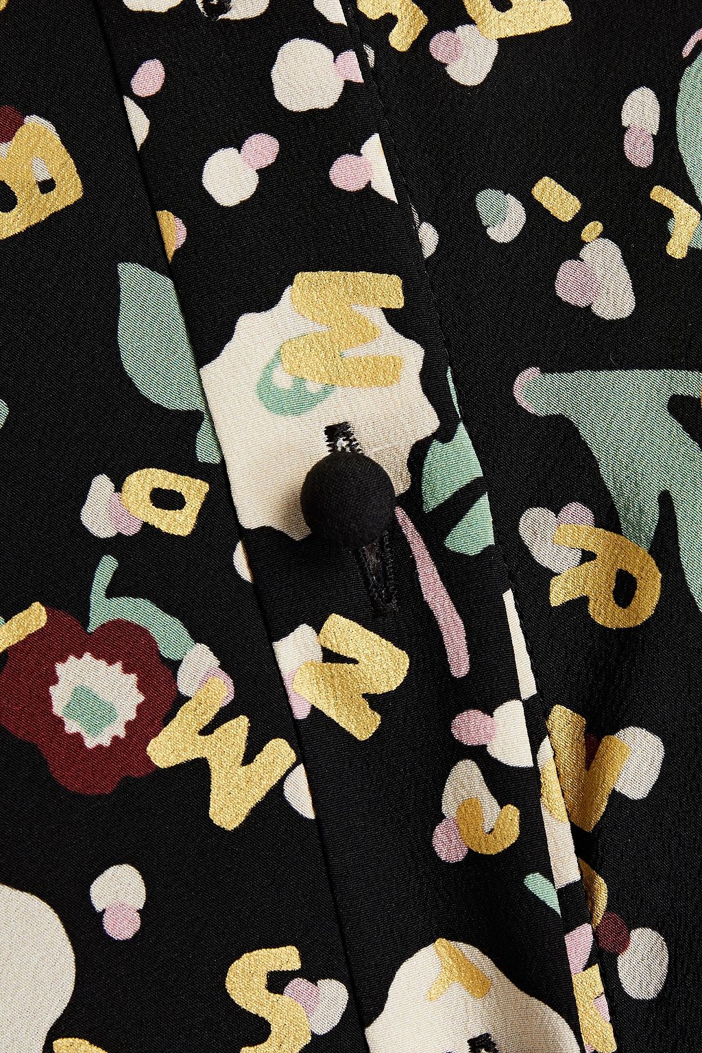 VALENTINO GARAVANI Metallic floral-print silk crepe de chine dress