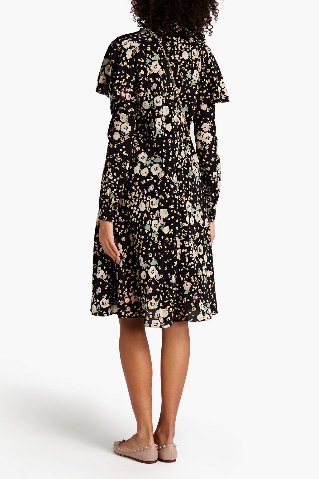 VALENTINO GARAVANI Metallic floral-print silk crepe de chine dress