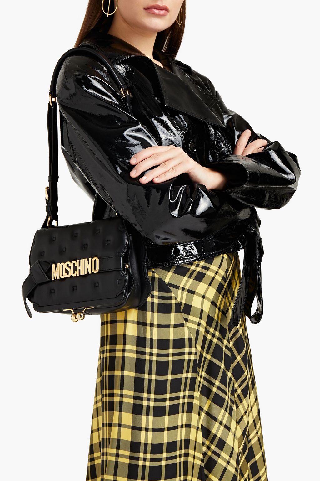 MOSCHINO Knotted quilted leather shoulder bag
