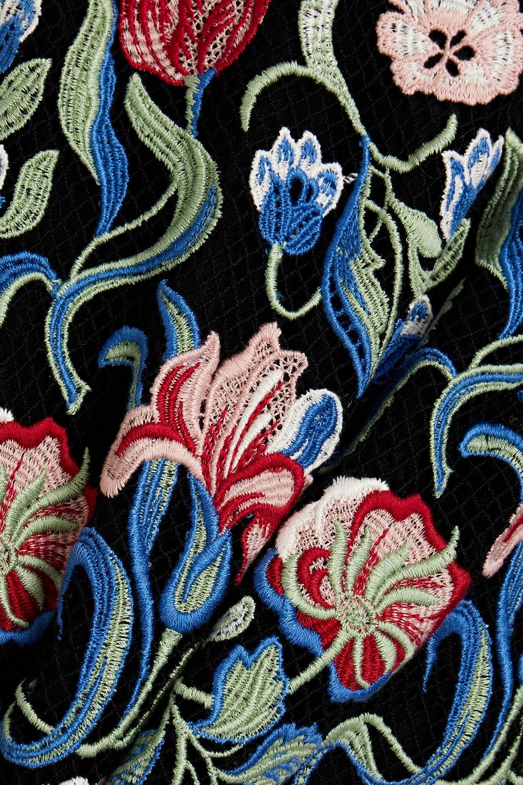 VALENTINO GARAVANI Scalloped embroidered crepe mini dress