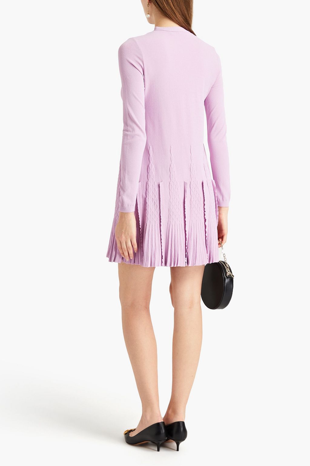 VALENTINO GARAVANI Pleated jacquard-knit mini dress