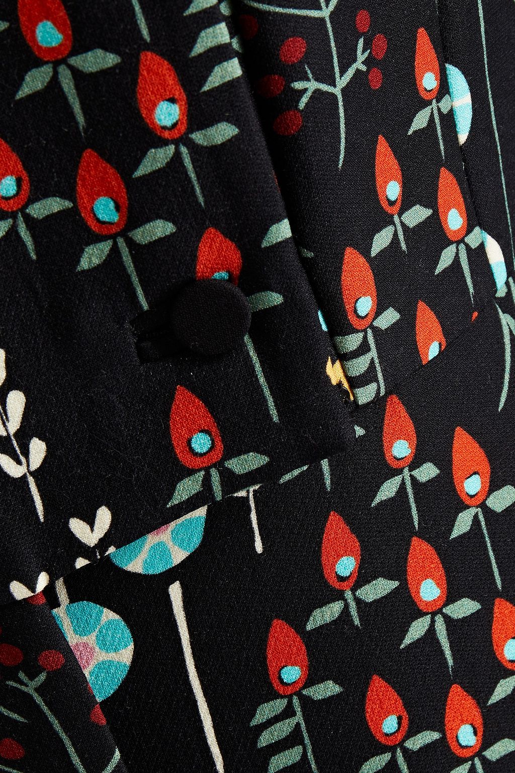 VALENTINO GARAVANI Pleated floral-print wool and silk-blend crepe dress