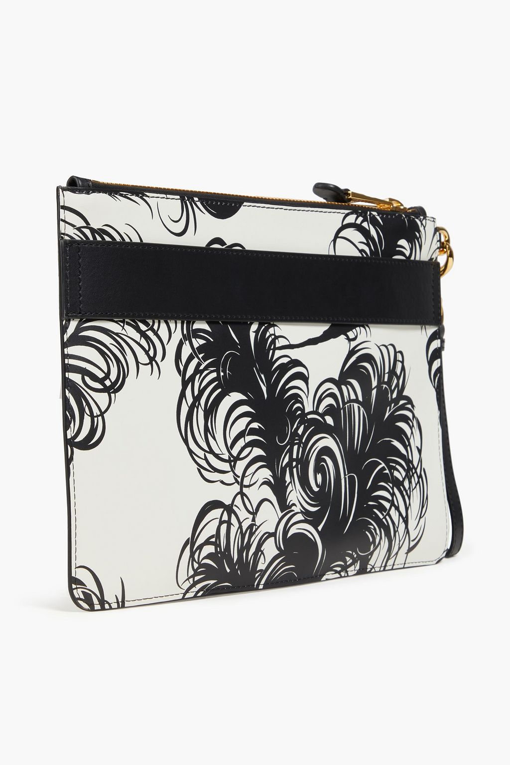 MOSCHINO Logo-appliquéd printed leather pouch
