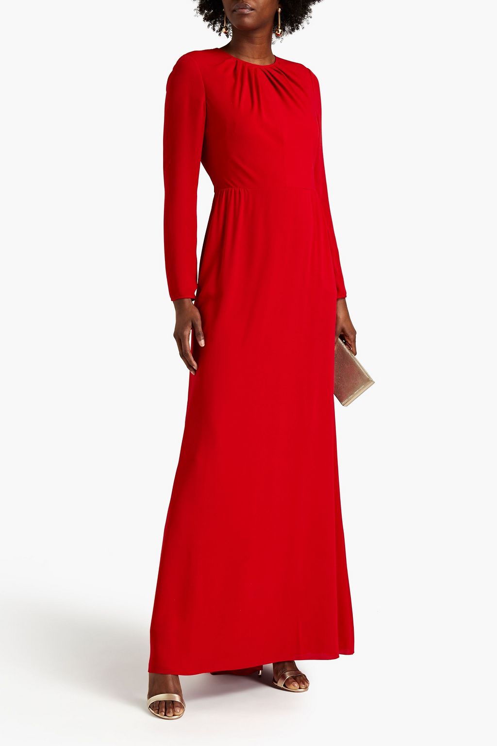 VALENTINO GARAVANI Gathered silk-crepe maxi dress